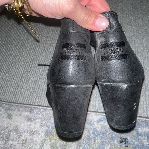 Toms Lace Up Wedge Booties, Black, 8 - Picture 3 of 6